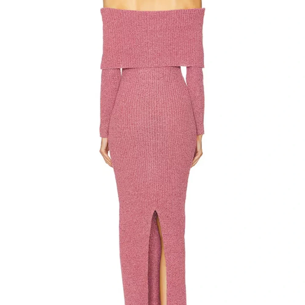 NWT Line & Dot Pink Long Sleeve Off-Shoulder Sweater Dress - Picture 3 of 4